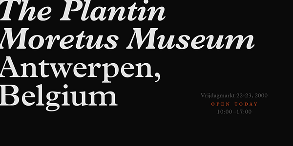 Card displaying Plantin typeface in various styles