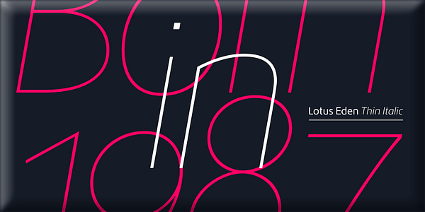 Card displaying Lotus Eden typeface in various styles