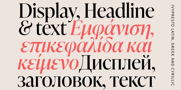 Card displaying IvyPresto Headline typeface in various styles