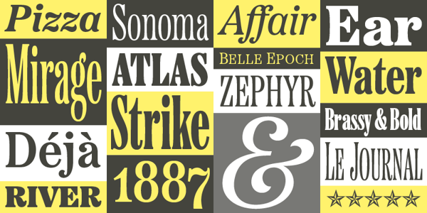 Card displaying Etna typeface in various styles