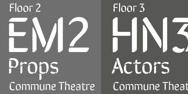 Card displaying Sirin Stencil typeface in various styles