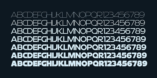 Carte présentant la police de caractères Restore dans différents styles