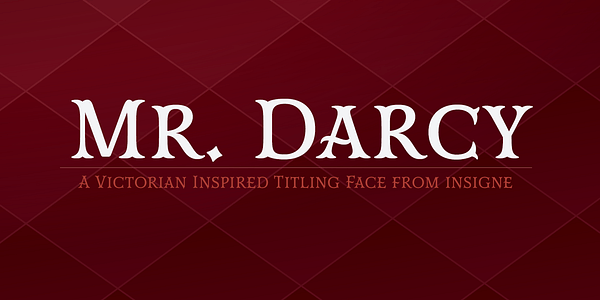 Card displaying Mr Darcy typeface in various styles