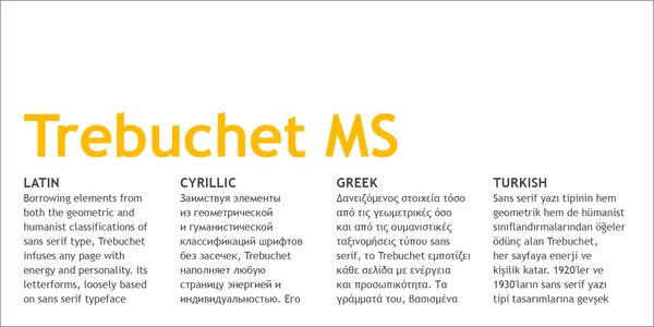 Card displaying Trebuchet MS typeface in various styles