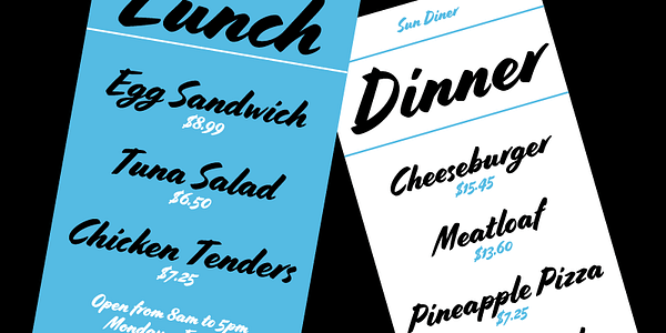 Card displaying Cortado typeface in various styles