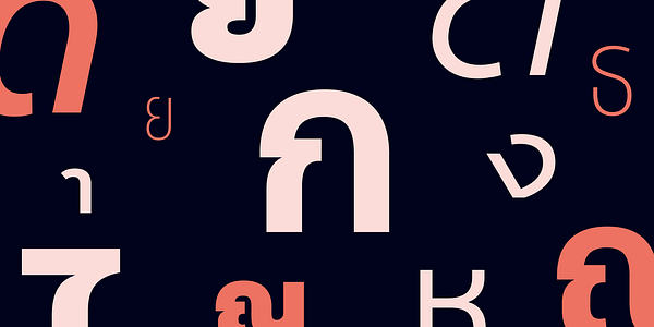 Card displaying Aktiv Grotesk Thai typeface in various styles
