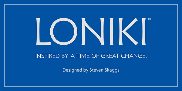 Card displaying Loniki typeface in various styles