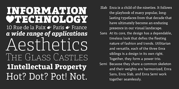 Card displaying Enra Slab Variable typeface in various styles