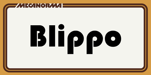 Card displaying Blippo MN typeface in various styles