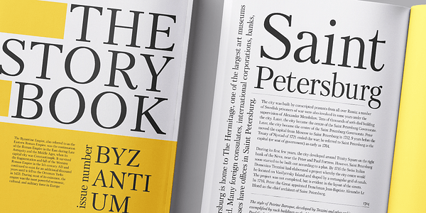 Card displaying Petersburg typeface in various styles