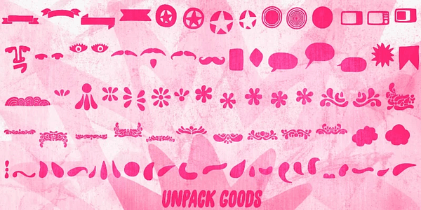 Card displaying Unpack typeface in various styles