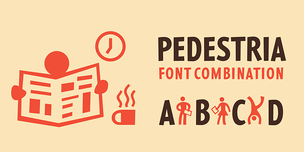 Card displaying MVB Pedestria typeface in various styles