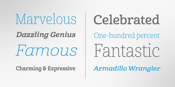 Card displaying Cabrito typeface in various styles