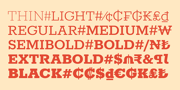 Card displaying Rokkitt typeface in various styles