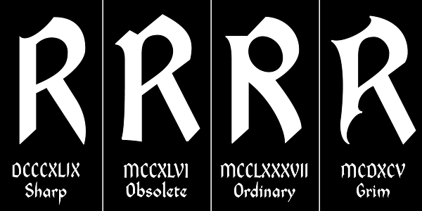 Card displaying BC Rebecca typeface in various styles