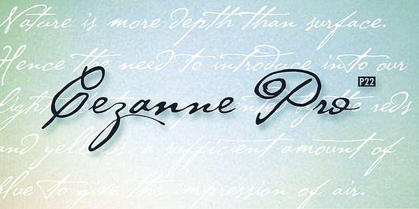 Card displaying P22 Cezanne typeface in various styles