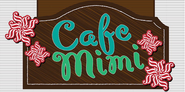 Card displaying MVB Cafe Mimi typeface in various styles