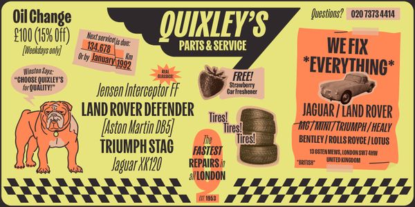 Card displaying Kensington typeface in various styles