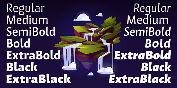 Card displaying Quiz typeface in various styles