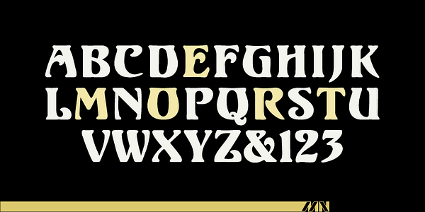 Card displaying Ortem MN typeface in various styles