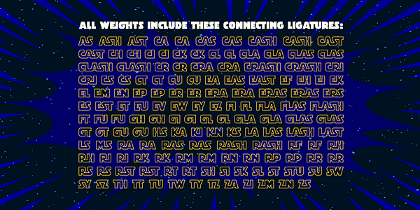 Card displaying CC Stormtrooper typeface in various styles