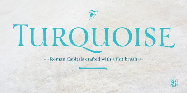 Card displaying Turquoise typeface in various styles