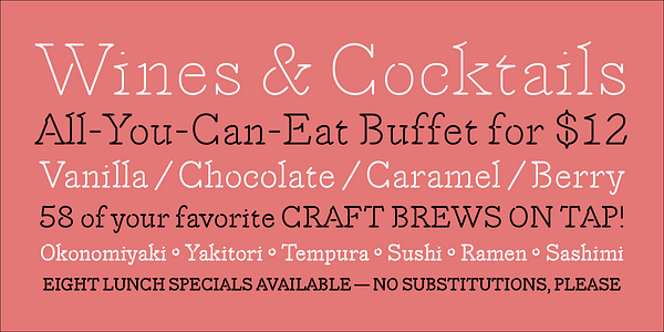 Card displaying Feneon Single typeface in various styles