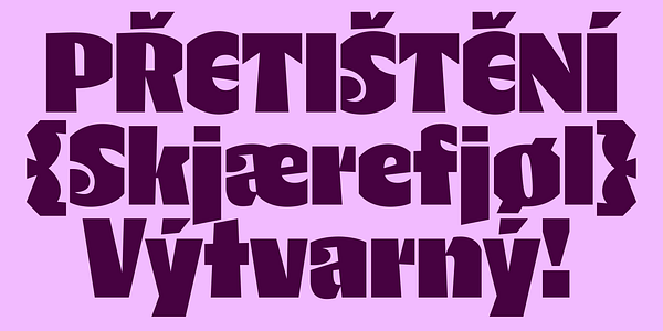 Card displaying RL Folklor typeface in various styles