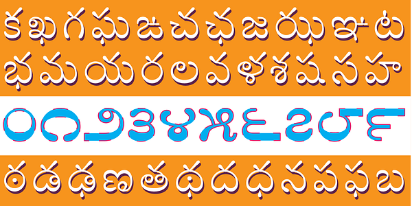 Card displaying Adobe Telugu typeface in various styles