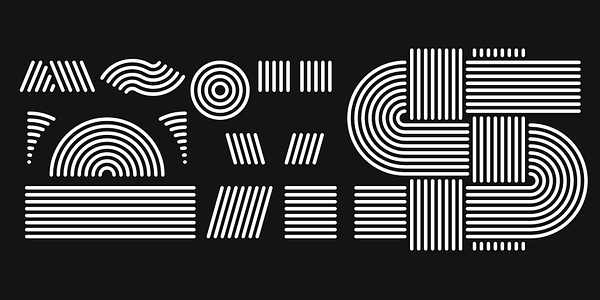 Carte présentant la police de caractères Octothorpe PE dans différents styles