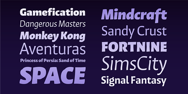 Card displaying Quiz typeface in various styles