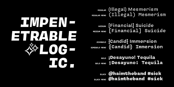 Card displaying Covik Sans Mono typeface in various styles