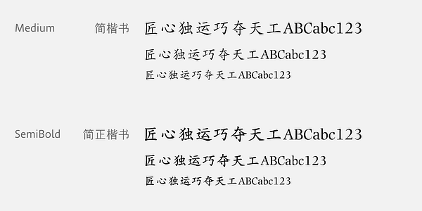 Card displaying M Kai PRC typeface in various styles