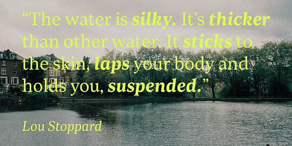 Card displaying Loretta typeface in various styles