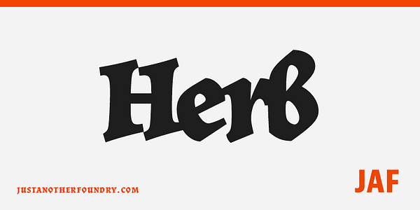 Card displaying JAF Herb typeface in various styles