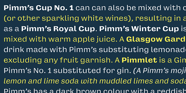 Card displaying Gimlet Sans Variable typeface in various styles