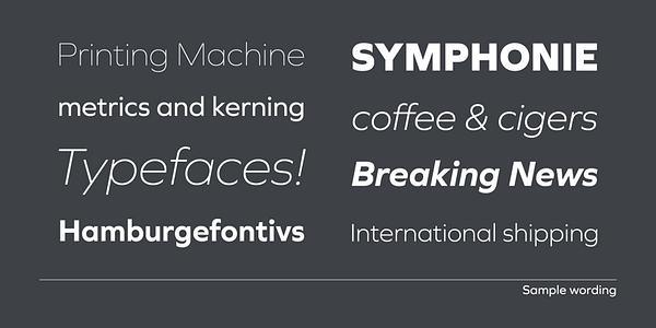 Card displaying Graphie typeface in various styles