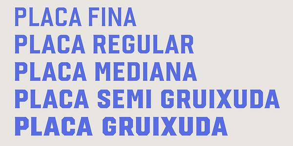 Card displaying Placa typeface in various styles