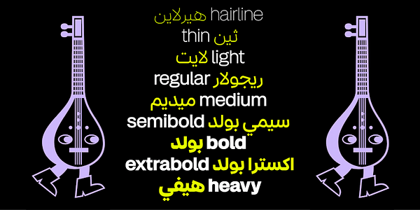 Card displaying Setar typeface in various styles