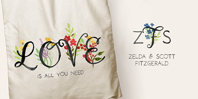 Card displaying Fiora Monograms typeface in various styles