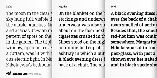 Card displaying Breakers Slab typeface in various styles