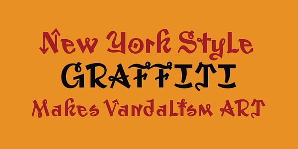Card displaying Graffiti typeface in various styles
