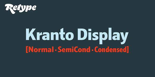 Card displaying Kranto Display typeface in various styles