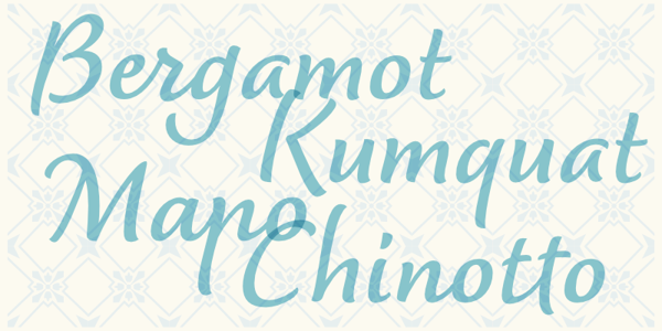 Card displaying Dolce typeface in various styles