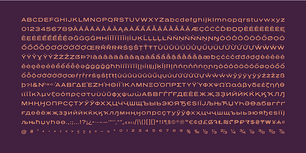 Card displaying Presicav typeface in various styles