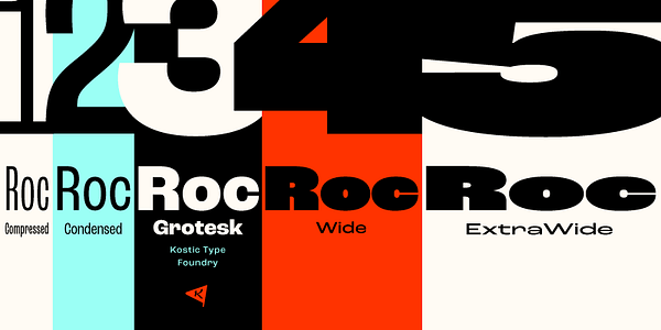 Card displaying Roc Grotesk typeface in various styles