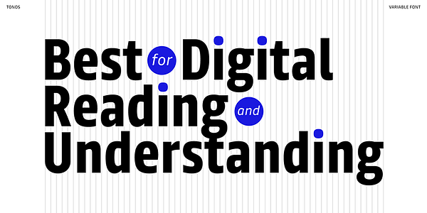 Card displaying Tonos typeface in various styles