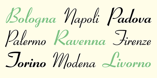 Card displaying Coronet Script Ludlow typeface in various styles