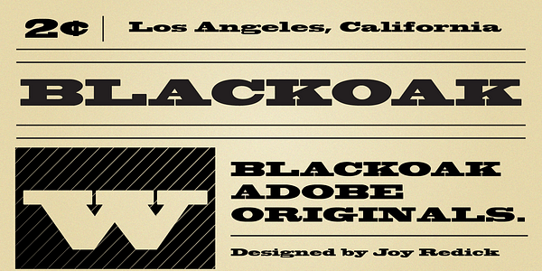 Card displaying Blackoak typeface in various styles