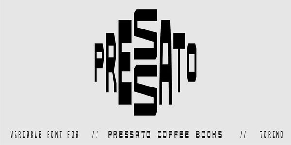 Card displaying Pressato Variable typeface in various styles